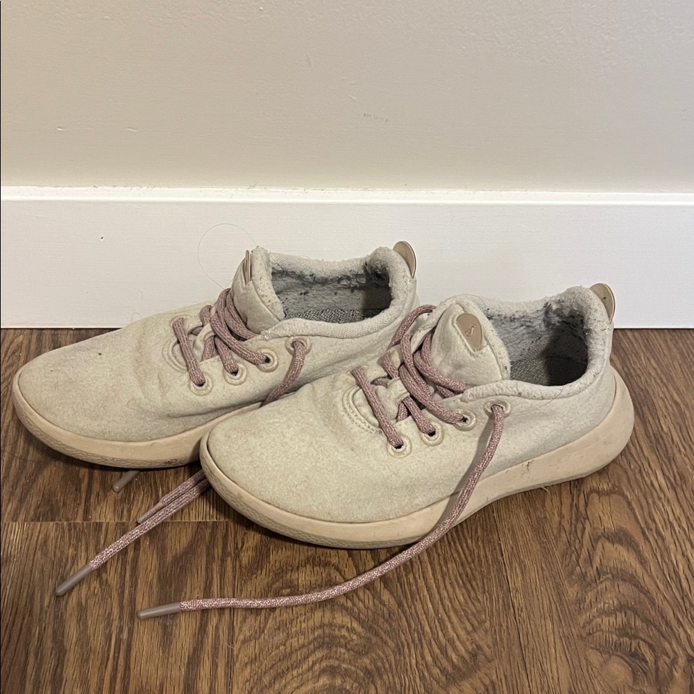 Allbirds Women's Cream Sneakers with Pink Laces